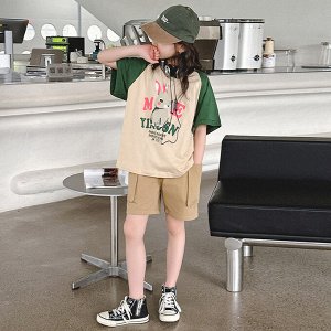 Костюм для девочки (футболка+шорты) с принтом