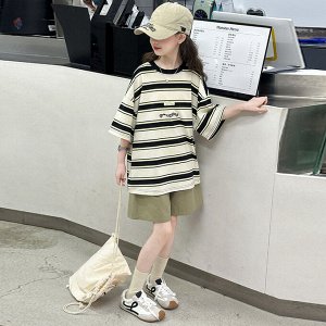 Костюм для девочки (футболка+шорты) с принтом