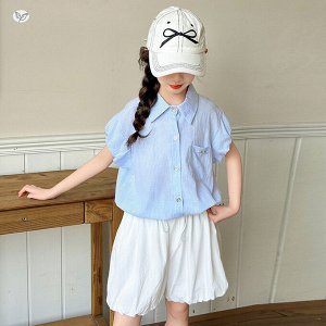 Блуза укороченная с коротким рукавом для девочки