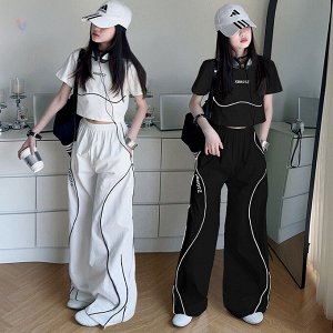 Костюм для девочки (укороченная футболка+штаны широкие)