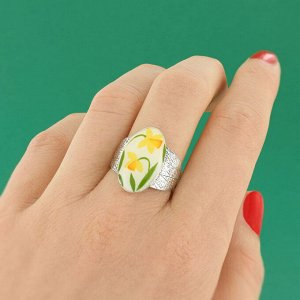 Кольцо TARATATA, Jonquille, разъемное, с узорами и цветной смолой, TT-W24-01402-10Y (желтый)