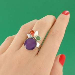 Кольцо TARATATA, Jonquille, цветная смола, агат, слюдяный порошок, TT-W24-01403-106 (фиолетовый)