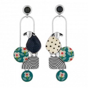 Серьги TARATATA, Tweed, асимметричные,с цветной смолой,гематитом, TT-W24-06974-10M (серебристый)