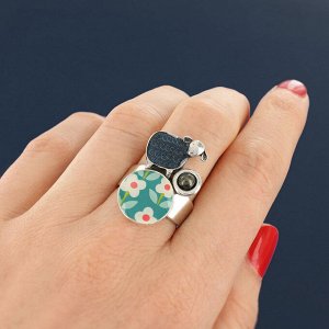 Кольцо TARATATA, Tweed, разъемное, с цветной смолой и гематитом, TT-W24-06430-10M (серебристый)