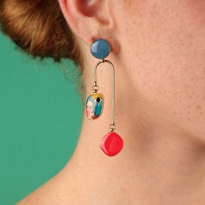 Серьги TARATATA, Abstract, асимметричные, с цветной смолой, TT-W24-05963-20M (золотистый)