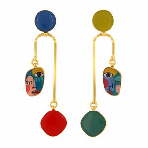 Серьги TARATATA, Abstract, асимметричные, с цветной смолой, TT-W24-05963-20M (золотистый)