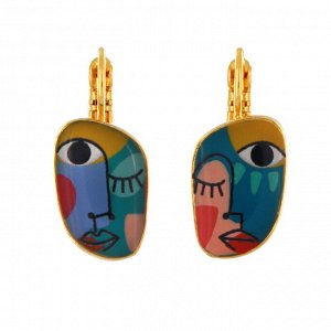 Серьги TARATATA, Abstract, асимметричные, с цветной смолой, TT-W24-05757-20M (золотистый)