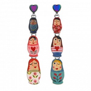 Серьги TARATATA, Nanas, асимметричные, со смолой и гематитом, TT-W24-03940-10M (серебристый)