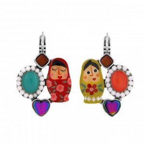 Серьги TARATATA, Nanas, асимметричные,смола, бусины и гематит, TT-W24-03738-10M (серебристый)