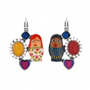 Серьги TARATATA, Nanas, асимметричные,смола, бусины и гематит, TT-W24-03736-10M (серебристый)