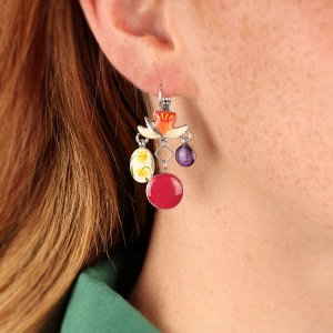 Серьги TARATATA, Jonquille, асимметрия, смола, слюдяный порошок, TT-W24-01709-10M (серебристый)