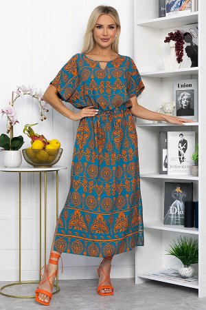 Платье Вистерия (лазурно-оранжевое) П13908-5М
