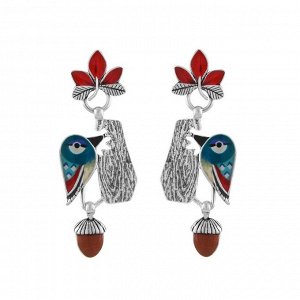 Серьги TARATATA, Woody, с цветной смолой и слюдяным порошком, TT-H24-10982-104 (синий)