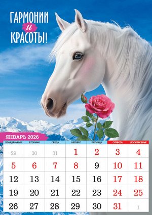 Перекидной настенный календарь на ригеле на 2026 год "Символ года. Купайтесь в радости и богатстве"