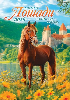 Перекидной настенный календарь на ригеле на 2026 год "Символ года. Милые лошади"