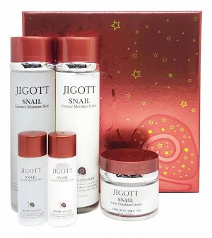 Набор для комплексного ухода за кожей лица на основе экстракта улитки, 	Jigott Snail Essence Moisture Skin Care 3Set