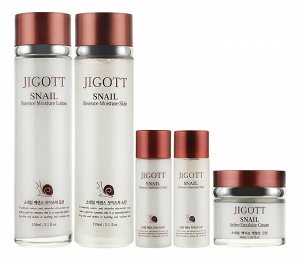 Набор для комплексного ухода за кожей лица на основе экстракта улитки, 	Jigott Snail Essence Moisture Skin Care 3Set
