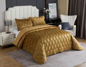 Стеганное покрывало Kendall (охра) 240х260см (1), 50х70см (2), шт