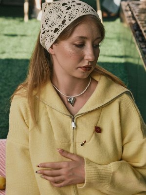 Чокер «Сердце» жемчужные бусины, белый в серебре, 32 см + 5 см доп, цепочка
