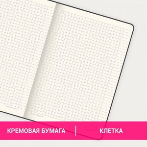 Блокнот А5 Income, 128 л., гладкий кожзаменитель, клетка, черный