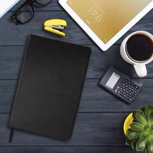 Блокнот А5 Income, 128 л., гладкий кожзаменитель, клетка, черный