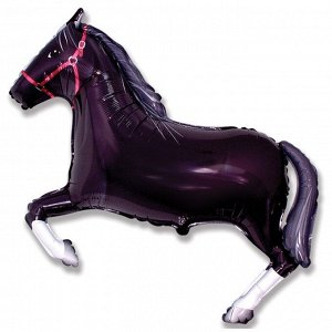 Фольга шар Лошадь черная 14"/35 см 1шт Испания