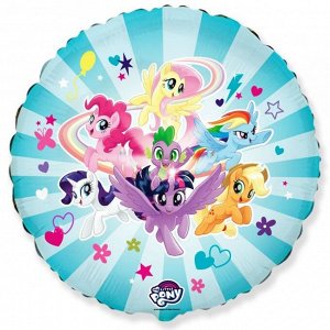 Фольга шар Круг My little Pony Дружные Лошадка голубой 18"/45 см 1 шт Испания