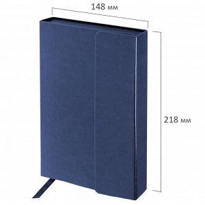 Ежедневник недатированный А5 Magnetic, кожзам, магнитный клапан, 160 л., синий
