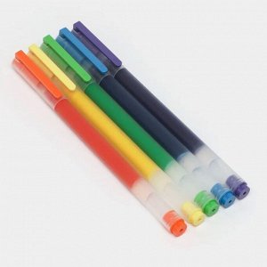 Гелевые ручки High-capacity Gel Pen (5 шт) с цветными чернилами: синий, зеленый, желтый, оранжевый, фиолетовый