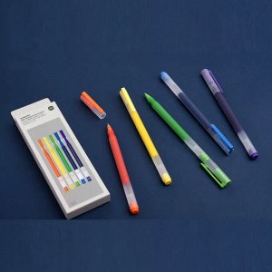 Гелевые ручки High-capacity Gel Pen (5 шт) с цветными чернилами: синий, зеленый, желтый, оранжевый, фиолетовый