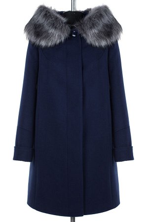 02-1725 Пальто женское утепленное Пальтовая ткань темно-синий