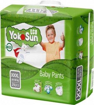 ECO YokoSun детские подгузники-трусики размер ХXXL (20-30кг.) 24 шт.
