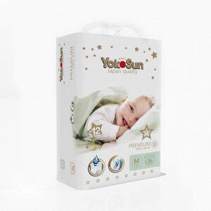 Детские одноразовые подгузники-трусики "YokoSun" PREMIUM размер М (6-10кг.) 56 ШТ.