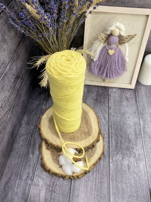 Шпагат хлопковый 2 мм для макраме Жёлтый (026И)