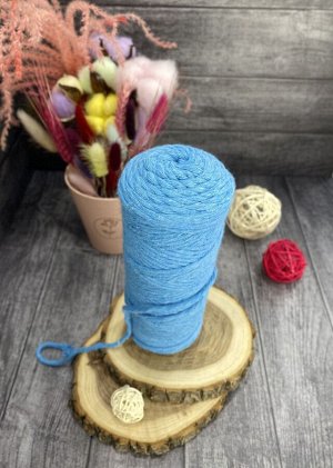 Шпагат хлопковый крученый для макраме 4мм Бирюзовый (0310)