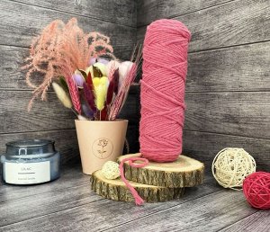 Шпагат хлопковый крученый для макраме 4мм Розовый (2127)