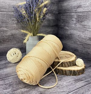 Шнур полипропиленовый Золотой (208) 5 мм 2 нити для рукоделия/шнур для макраме/для вязания сумок/корзин/ковров.