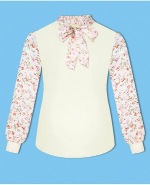 Молочная блузка для девочки с шифоном Цвет: молочный