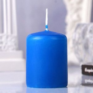 Свеча - цилиндр, 4х5см, синяя