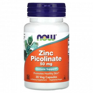 Цинк NOW Zinc Picolinate 50мг - 30 капс