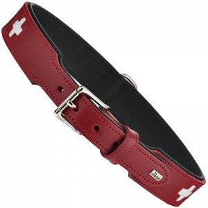 Hunter ошейник для собак Swiss 37 (30-34 см) кожа красный / черный