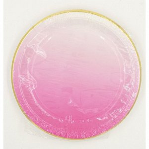 Тарелка бумага Переход однотонный набор 10 шт 18 см цвет розовый HS-40-17