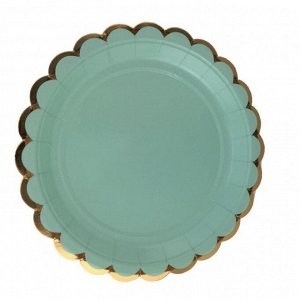 Тарелка бумага Пудровые с золотом набор 10 шт 18 см цвет зеленый