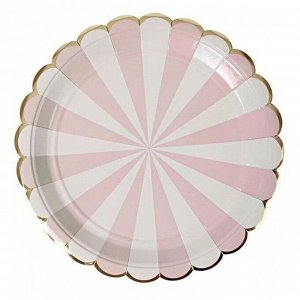 Тарелка бумага Полоски нежно-розовые набор 10 шт 18 см
