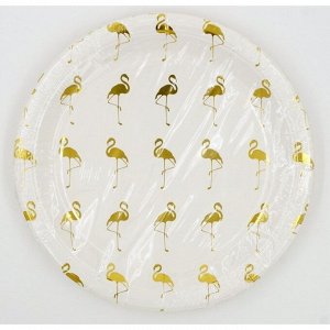 Тарелка бумага Фламинго золотой набор 10 шт 23 см цвет белый HS-40-13