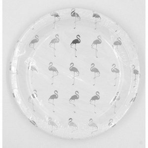 Тарелка бумага Фламинго серебрянный набор 10 шт 23 см цвет белый HS-40-13