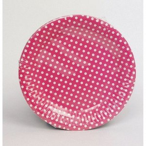 Тарелка бумага Горошек набор 10 шт 18 см цвет ярко-розовый