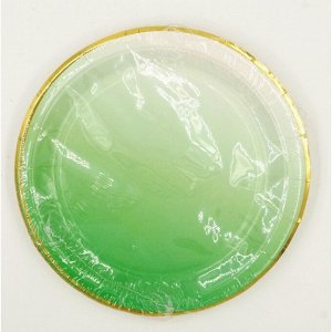 Тарелка бумага Переход однотонный набор 10 шт 18 см цвет зеленый HS-40-17