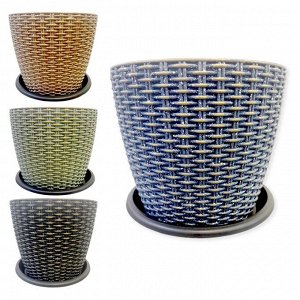 Кашпо, с поддоном, h 16.5 см d 18 см, 4,2 л., TWIST, 1/40