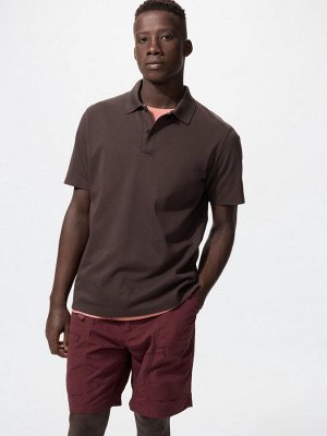 UNIQLO AIRism - хлопковая рубашка-поло Kanoko - 38 DARKBROWN